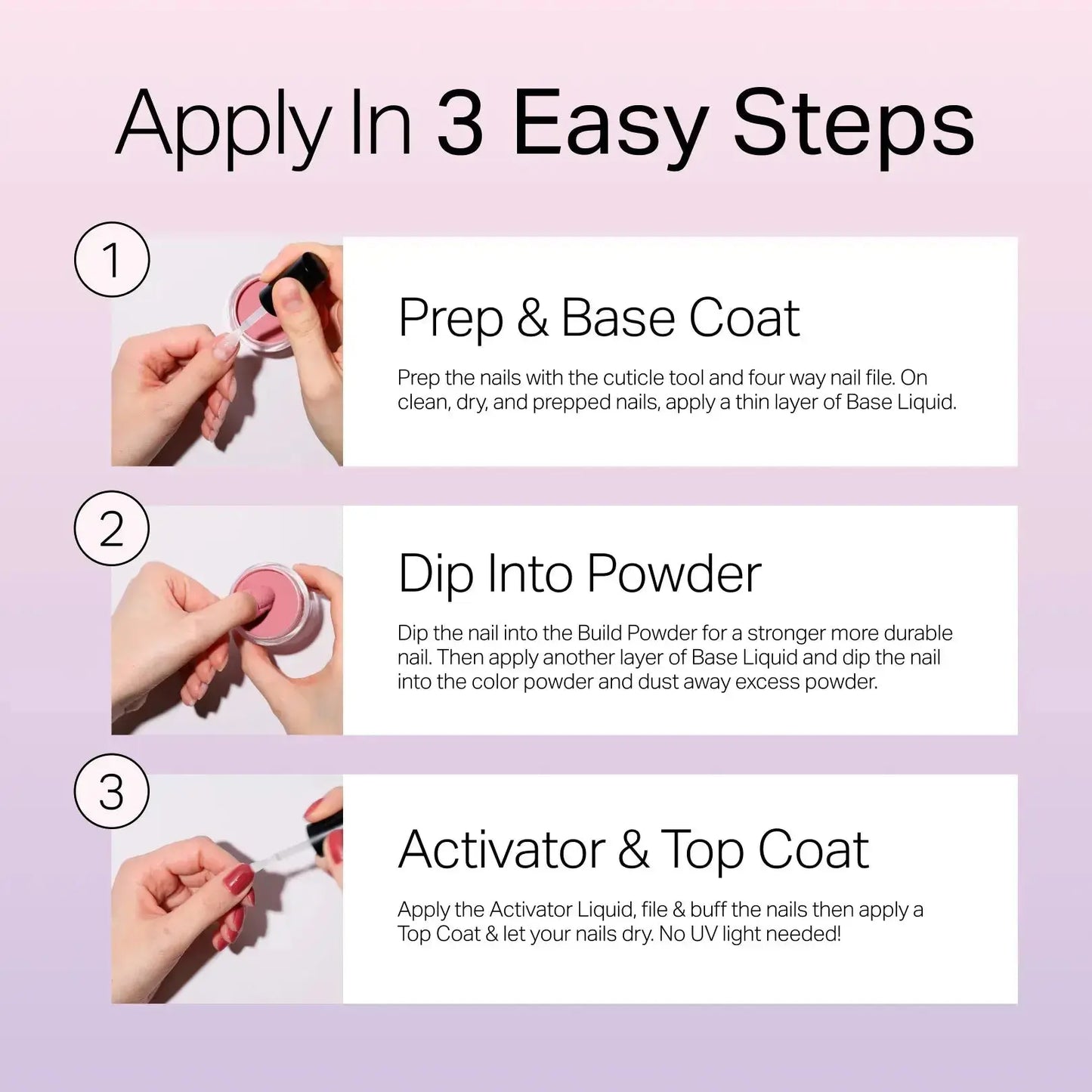 Dip Powder with Base, Activator & Top Coat